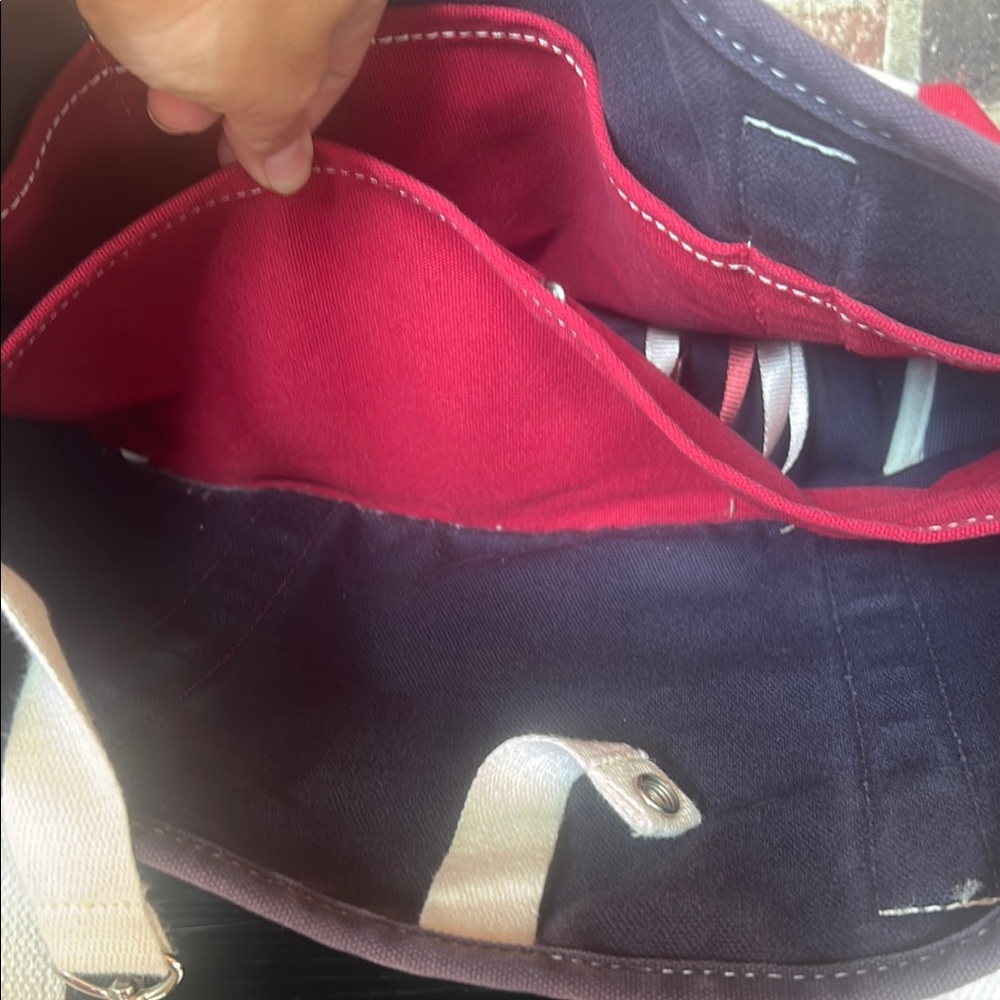 Lands' End Red and Black Tote Bag Durable Canvas - Picture 10 of 13